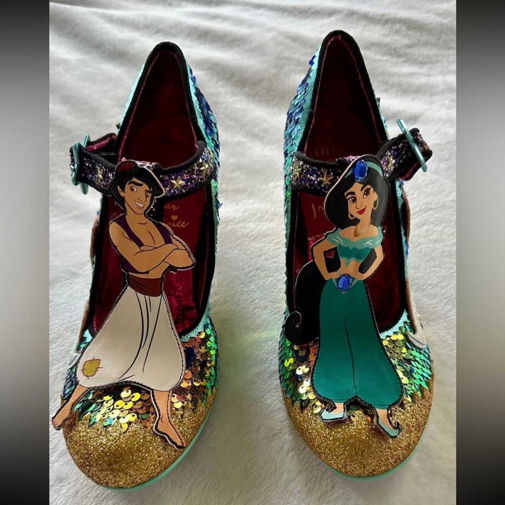 Irregular Choice Disney Princess Aladdin Jasmine Sequined Heels Size 40 (9US)
